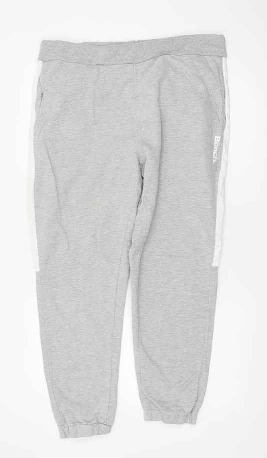 Bench Men’s Grey XL Logo Stripe Fleece Jogger Sweatpants