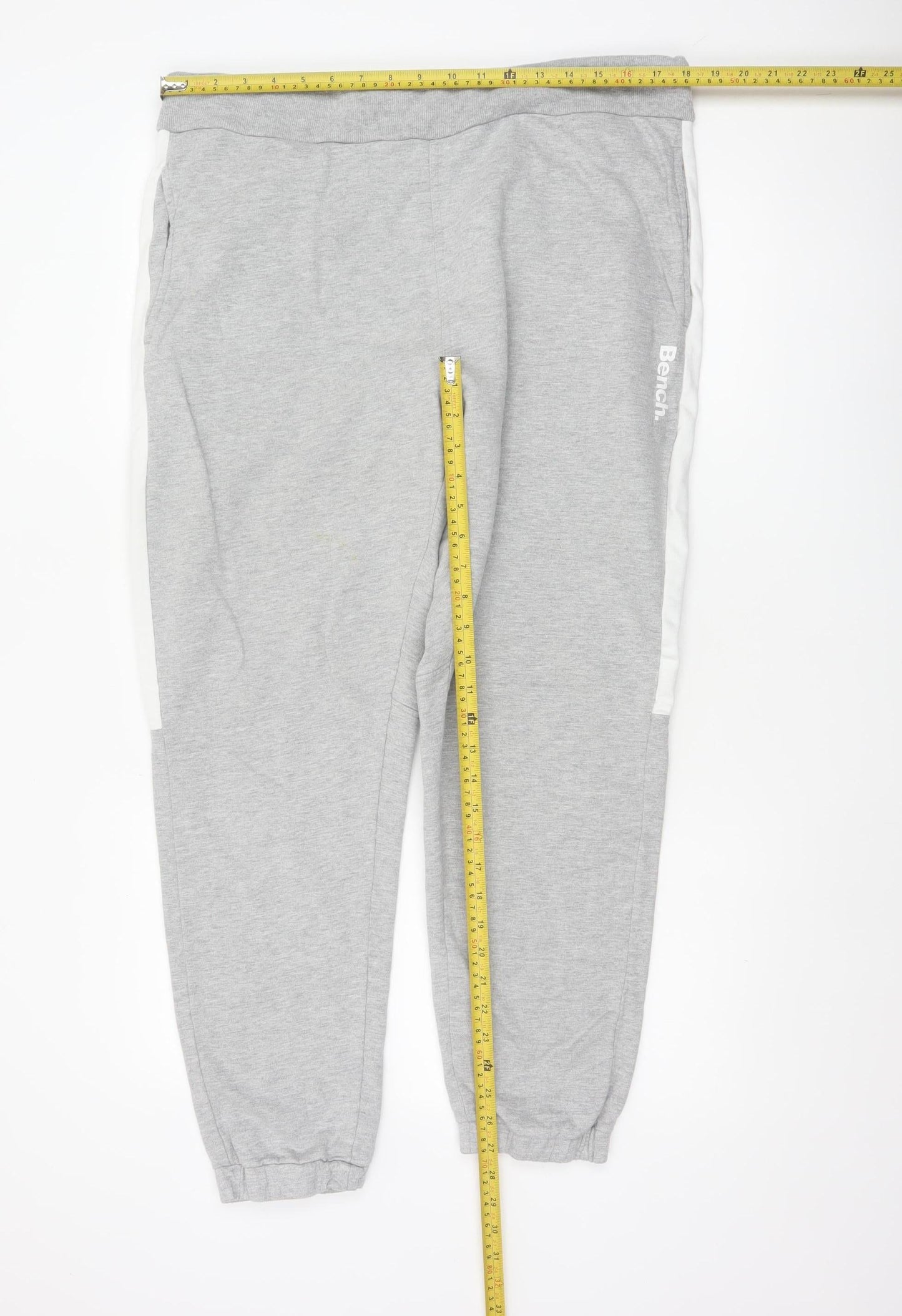 Bench Men’s Grey XL Logo Stripe Fleece Jogger Sweatpants