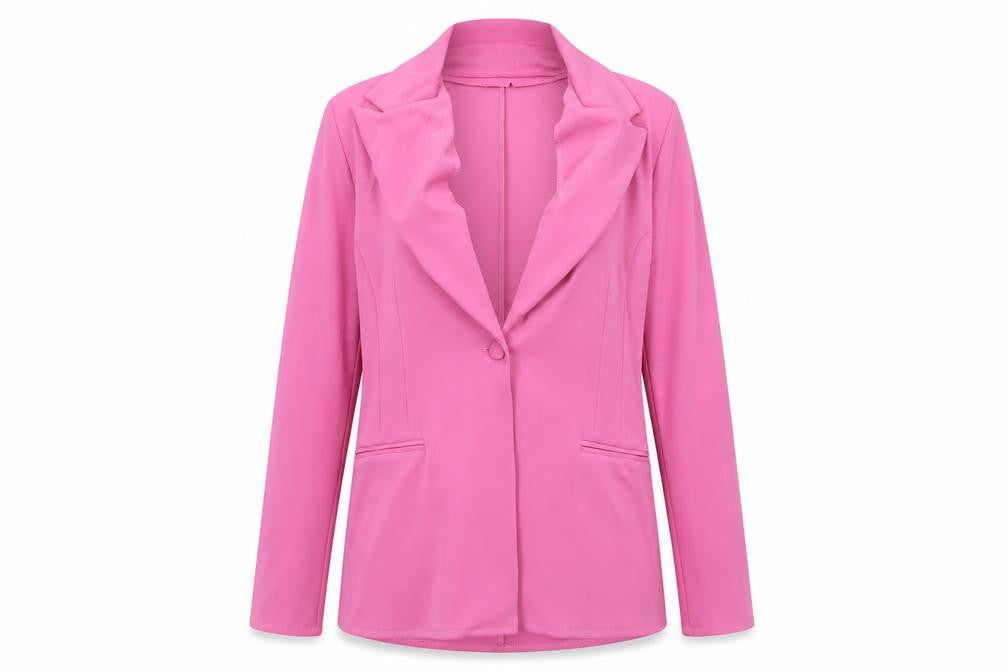 ASOS DESIGN Women Pink UK 14 One Button Stretch Tailored Blazer Jacket