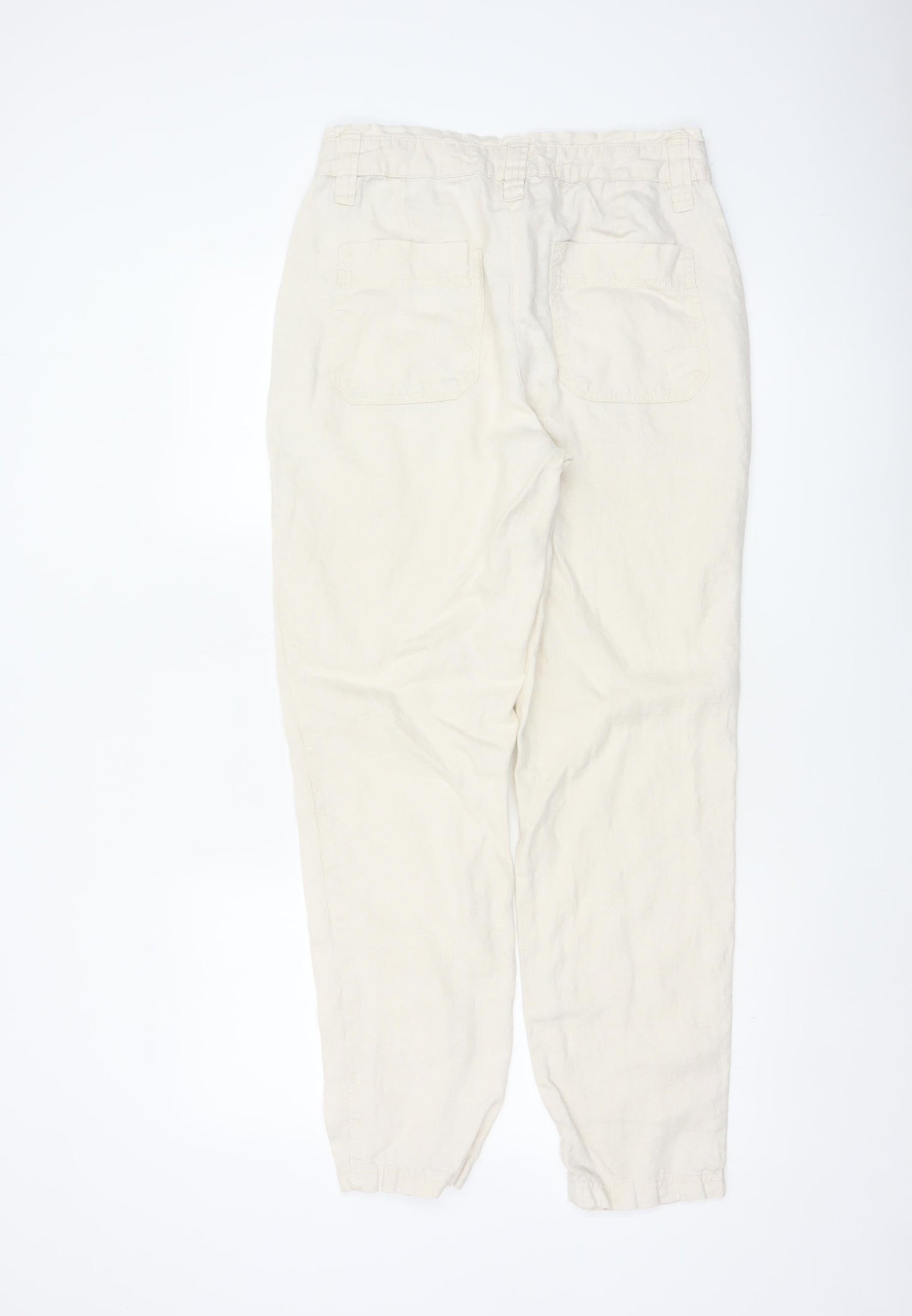 Next Women’s Ivory Linen Cargo Jogger Trousers UK 10 Long