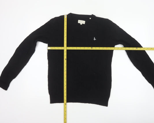 Jack Wills Women’s Black Merino Wool Crew Neck Pullover Jumper UK 12
