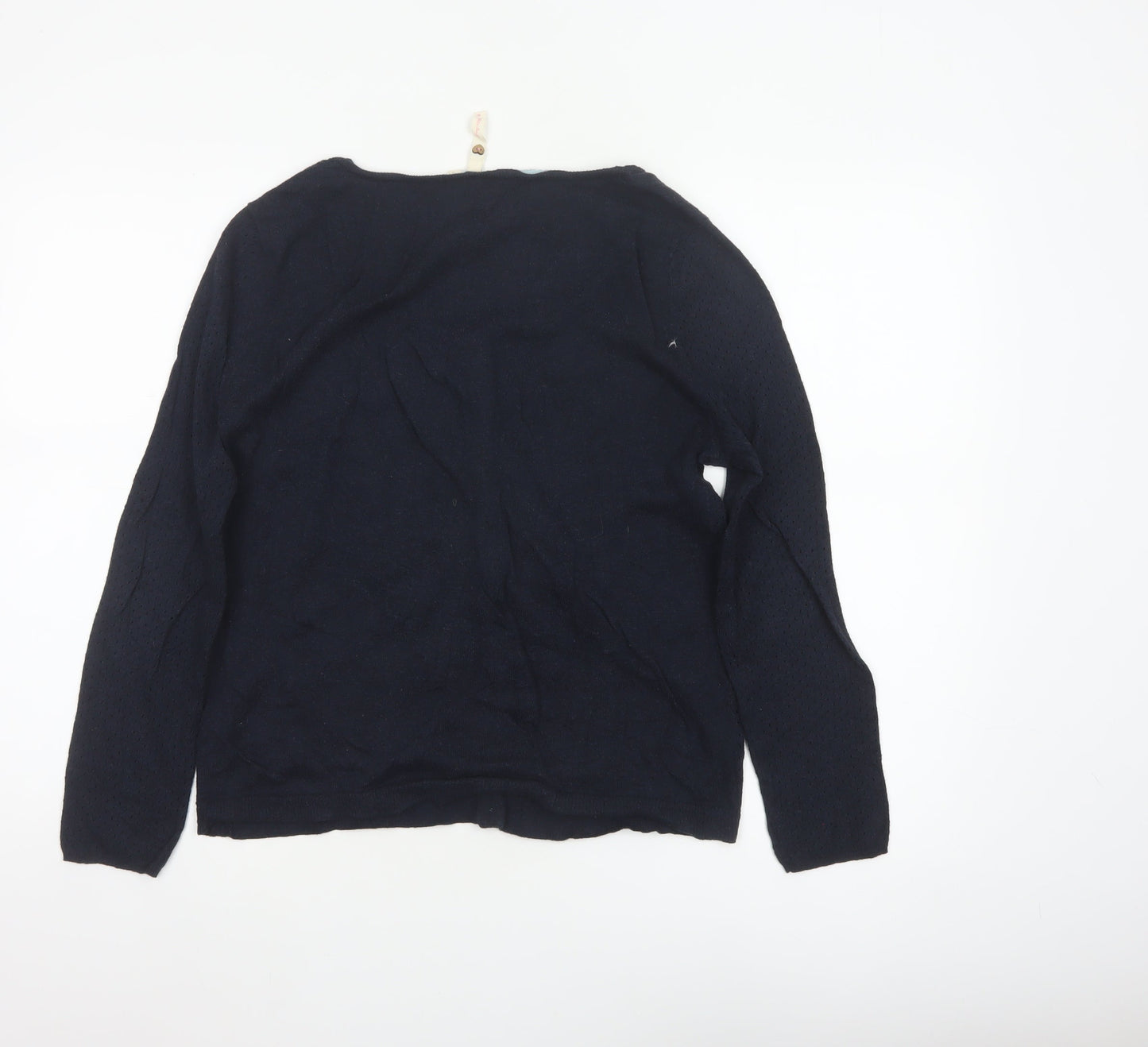 White Stuff Women Blue Size 12 Cotton Button Cardigan Pockets