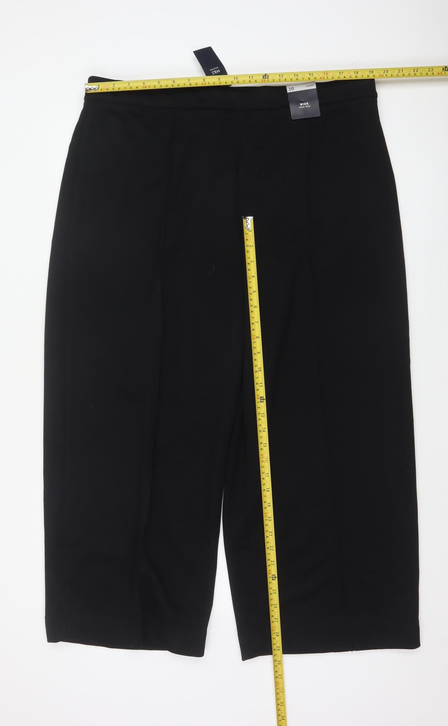 M&S Women’s Black Size 20 Short Wide Leg High Rise Trousers