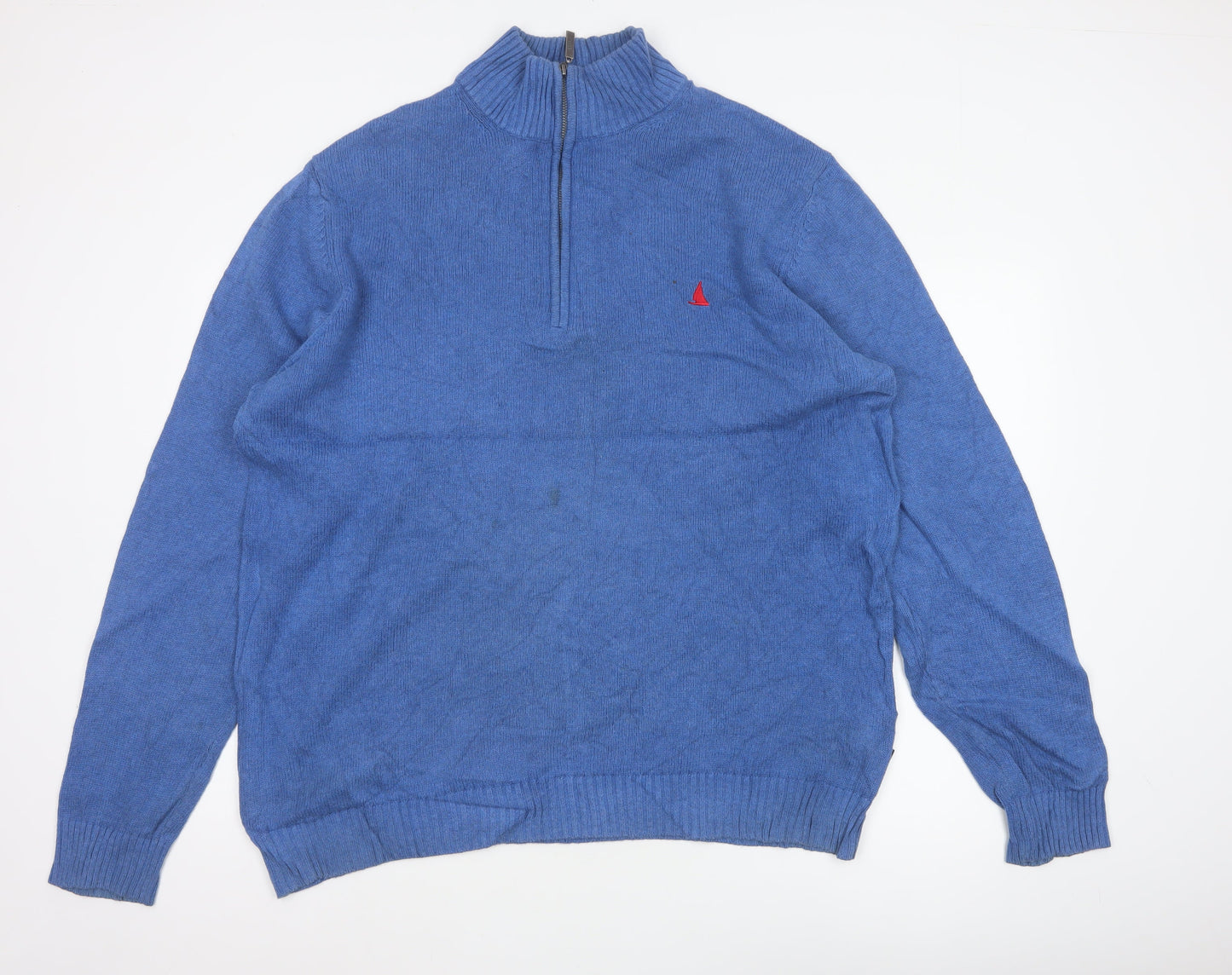 Musto Men’s Blue XXL Quarter Zip Cotton Nautical Knit Jumper
