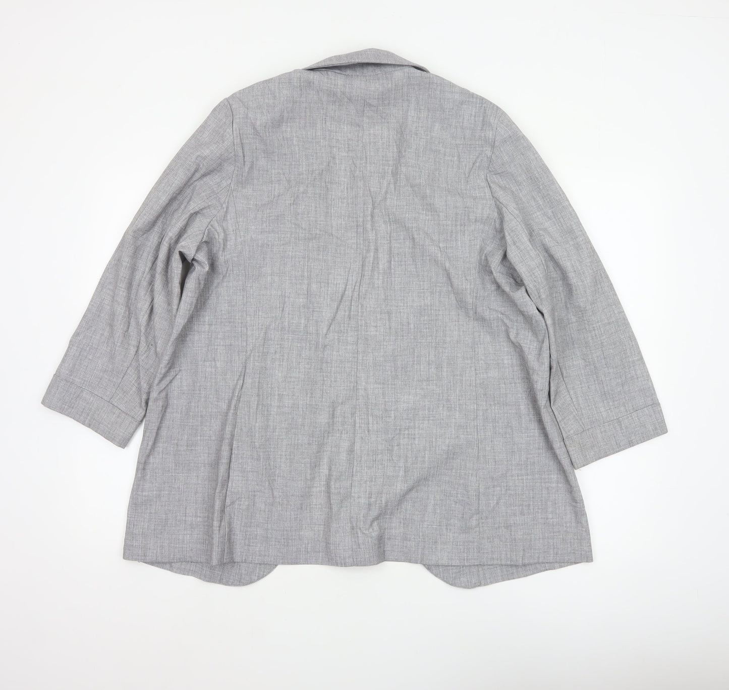 Marks and Spencer Women Grey Size 16 Long Open Front Blazer Jacket