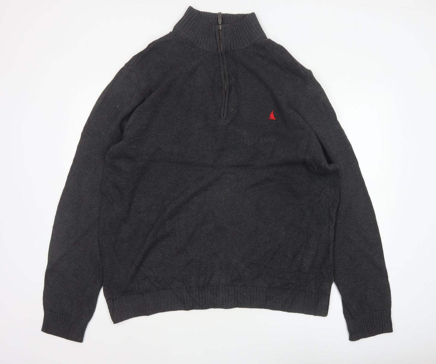 Musto Men’s Grey 2XL 1/4 Zip Cotton Knit Jumper Nautical Logo
