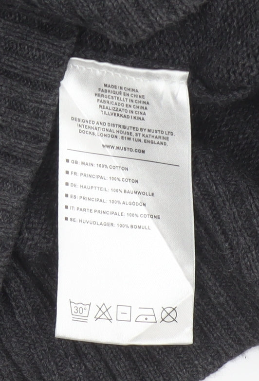 Musto Men’s Grey 2XL 1/4 Zip Cotton Knit Jumper Nautical Logo