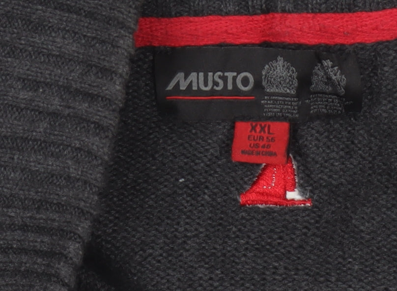 Musto Men’s Grey 2XL 1/4 Zip Cotton Knit Jumper Nautical Logo