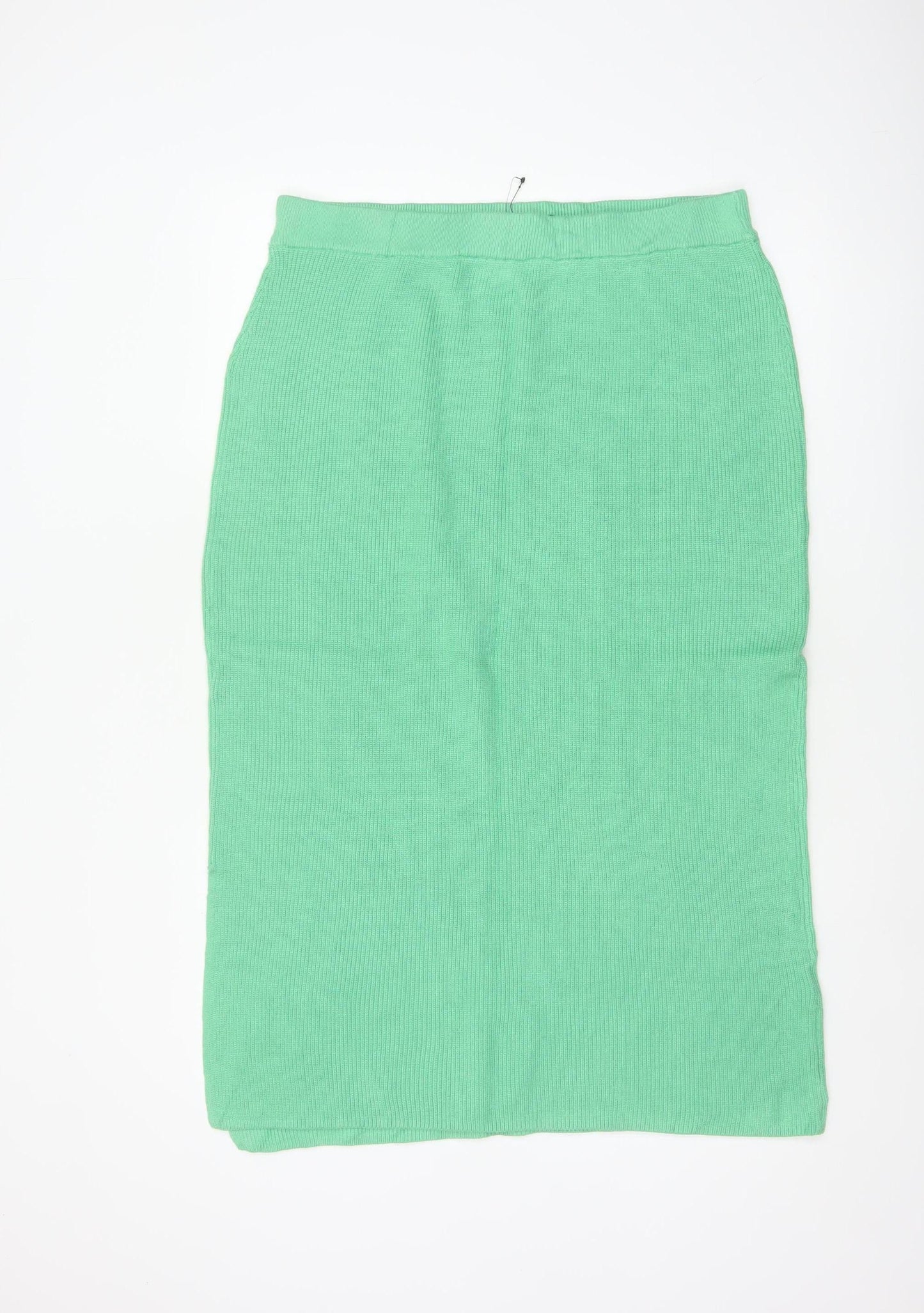Marks & Spencer Women Green L Rib Knit Pencil Long Skirt