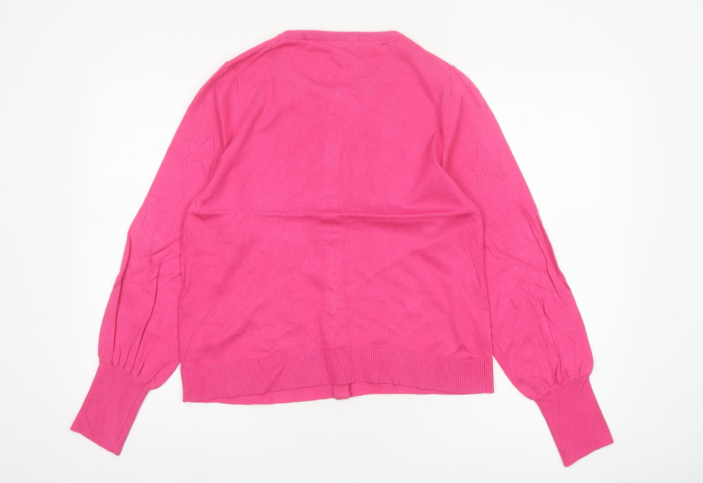 Joules Women Pink UK 12 Star Knit Button Cardigan Balloon Sleeves