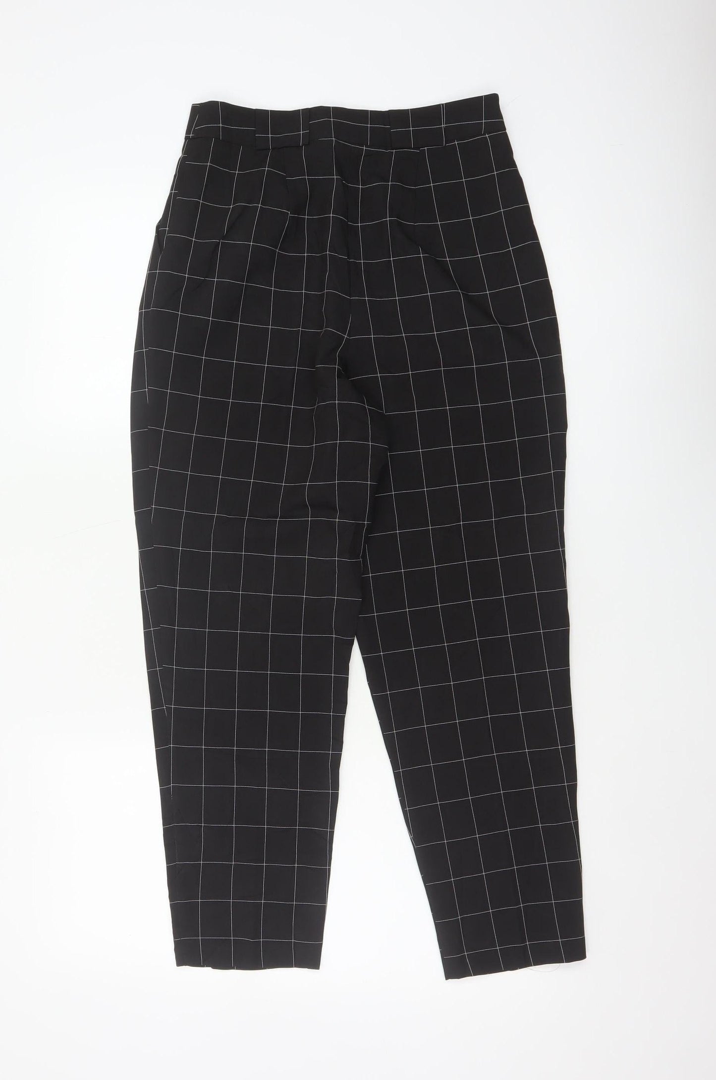 ASOS Design Women Black Check Tapered Tailored Trousers UK 6