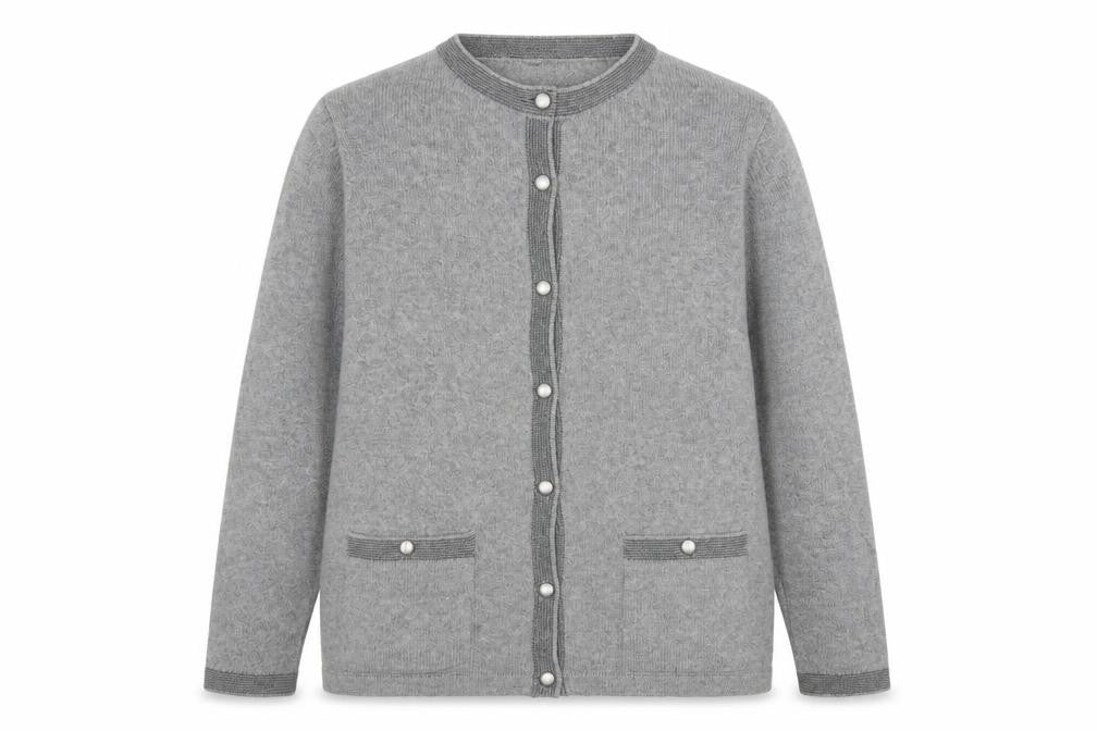Marks and Spencer Women Grey UK 20 Wool Blend Button Knit Cardigan
