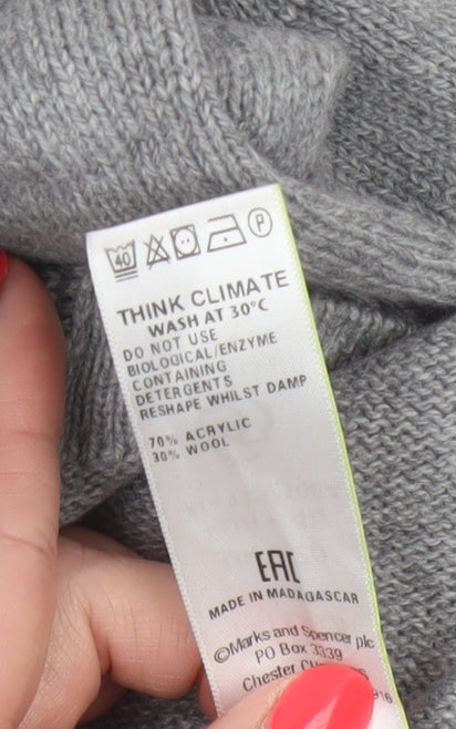 Marks and Spencer Women Grey UK 20 Wool Blend Button Knit Cardigan