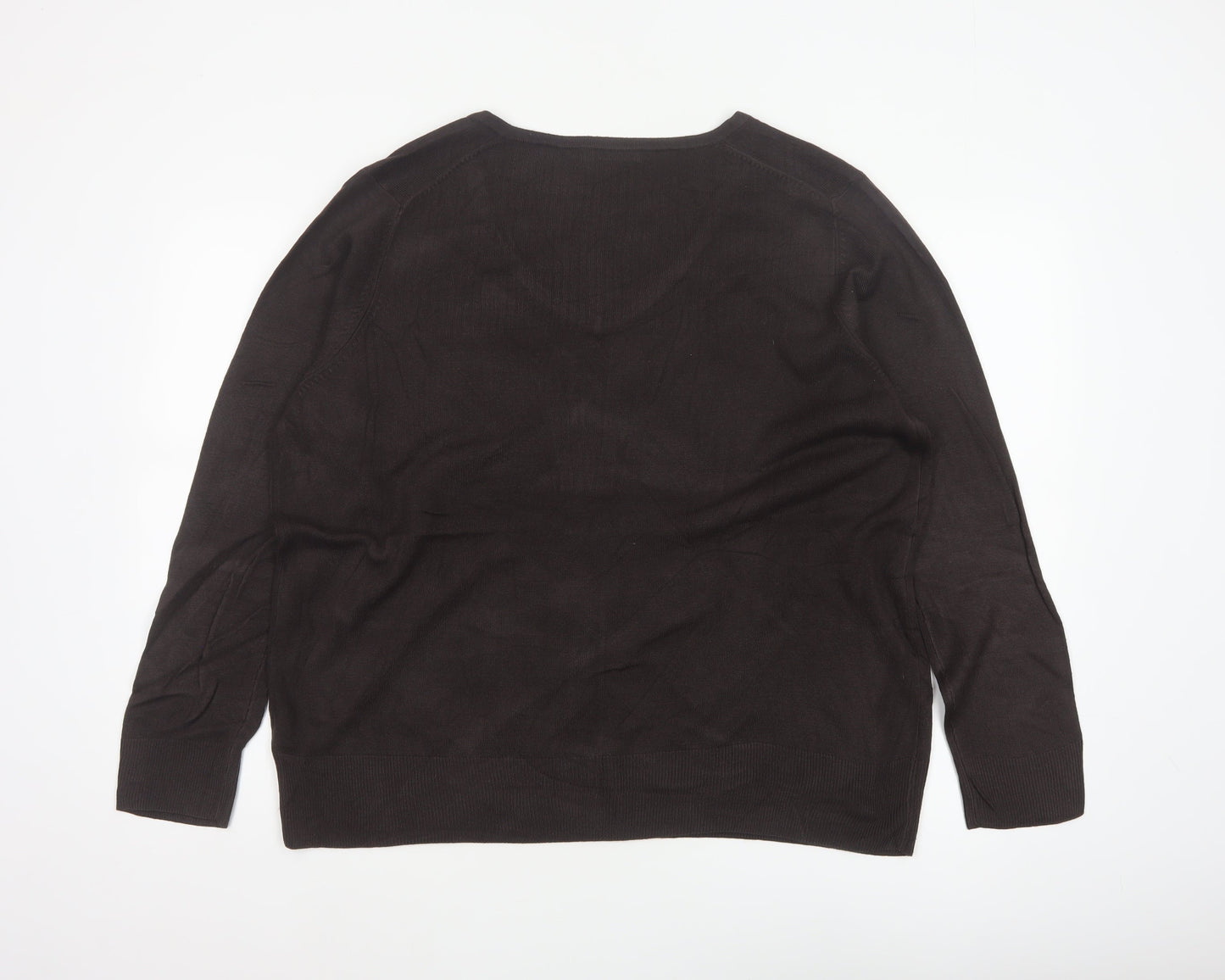 Marks and Spencer Women Brown Size 20 V-Neck Knit Pullover Jumper