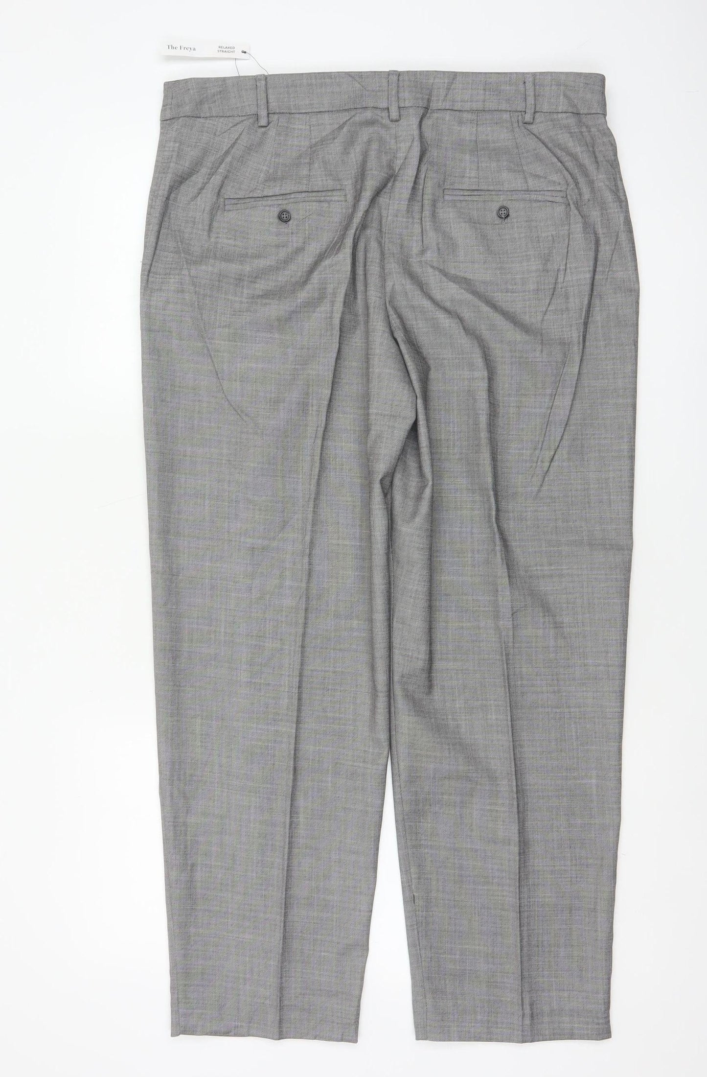 M&S Women Grey Size 14 Freya Relaxed Straight Tailored Trousers