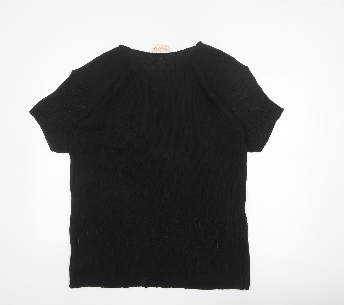 Essence Women Black UK 18/20 Knit Short Sleeve Basic Top