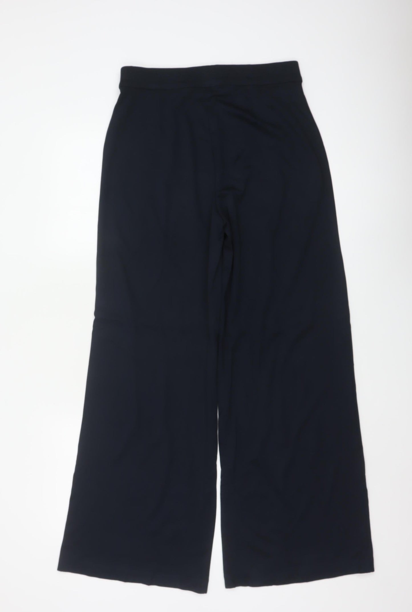 M&S Women’s Navy Wide-Leg Dress Trousers UK 10 Regular Stretch