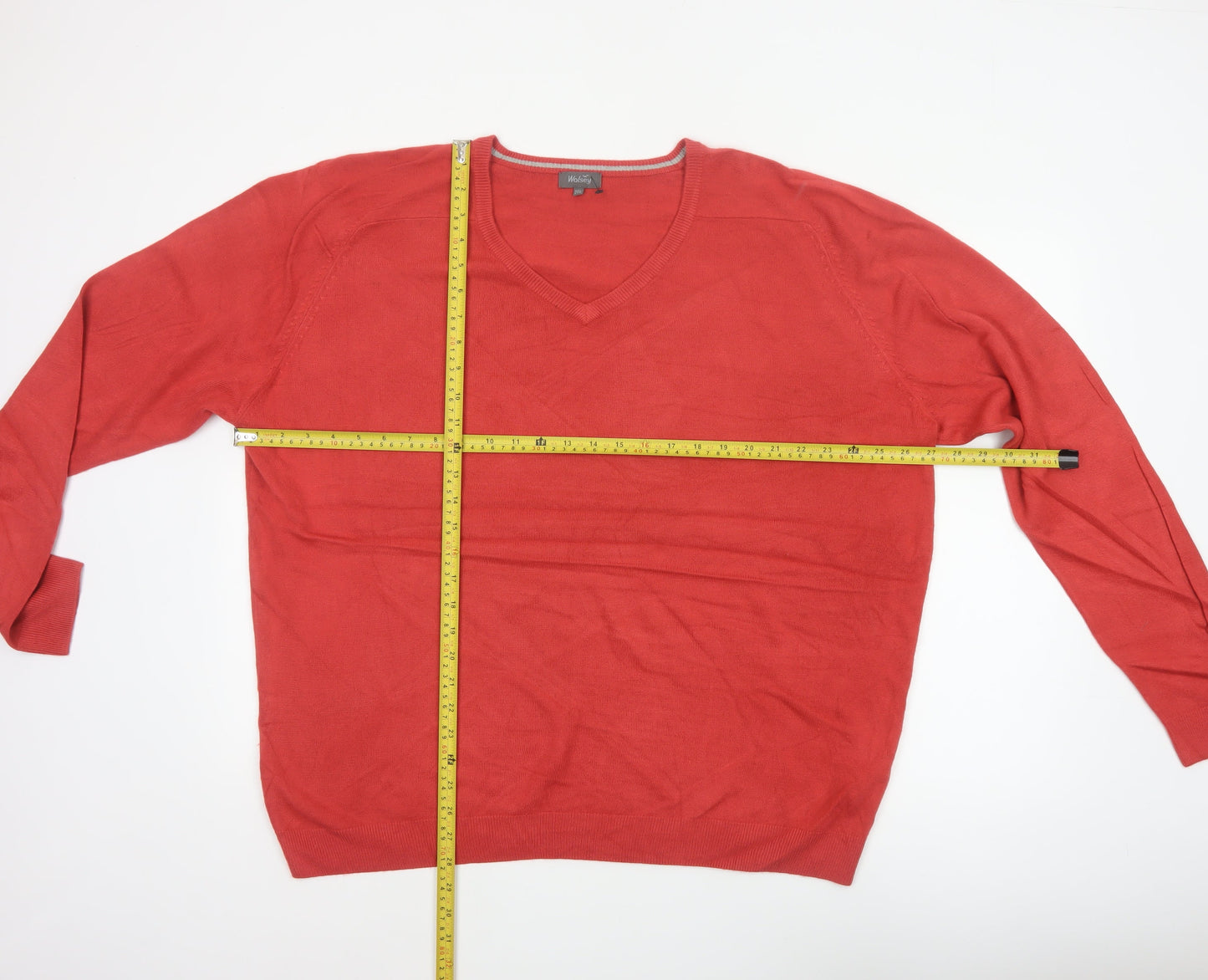 Wolsey Men’s Red 2XL V-Neck Acrylic Knit Pullover Jumper