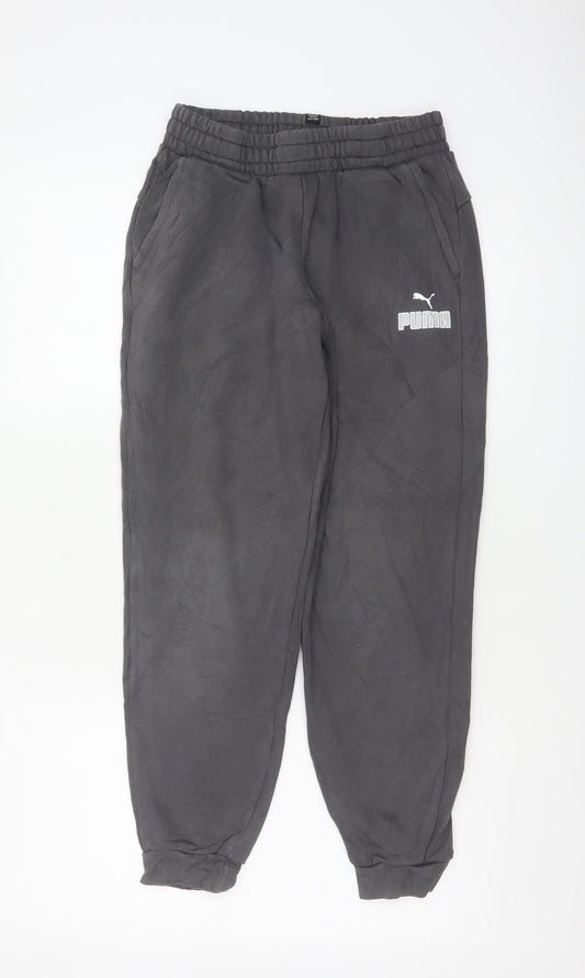 Puma Boys Black 13-14 Years Jogger Sweatpants Elastic Waist Pockets