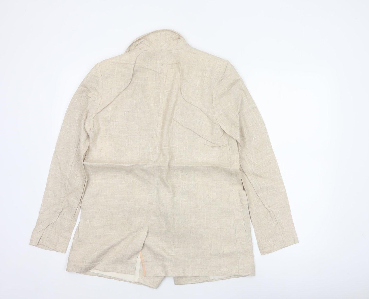 Topshop Women's Beige UK 8 Linen Blend Double-Breasted Blazer Jacket