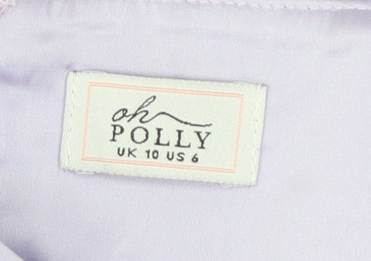 Oh Polly Women Purple UK 10 Cropped Ruffle Corset Blouse Long Sleeve