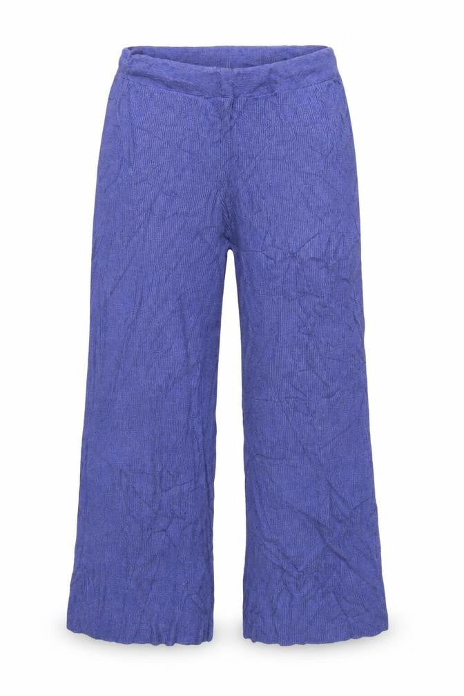 M&S Women Blue Hyacinth Knit Straight Leg Elastic Waist Trousers M
