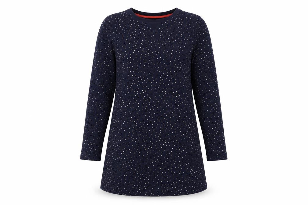 Boden Women’s Blue Gold Polka Dot Cotton Jumper Dress UK 12