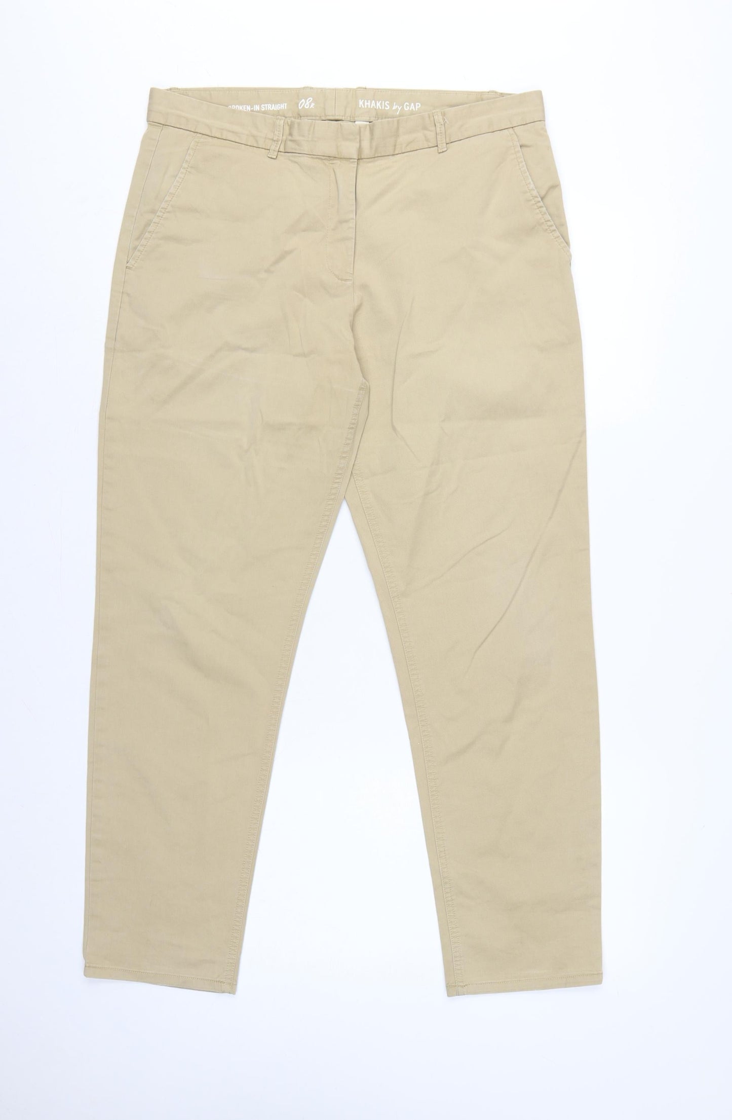Gap Women’s Beige UK 8 Regular Straight Khaki Chino Trousers