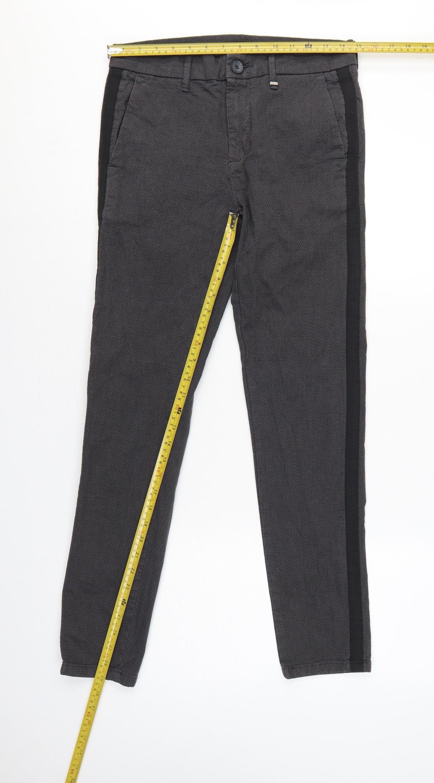 River Island Men’s Grey 28/32 Slim Tapered Side Stripe Trousers