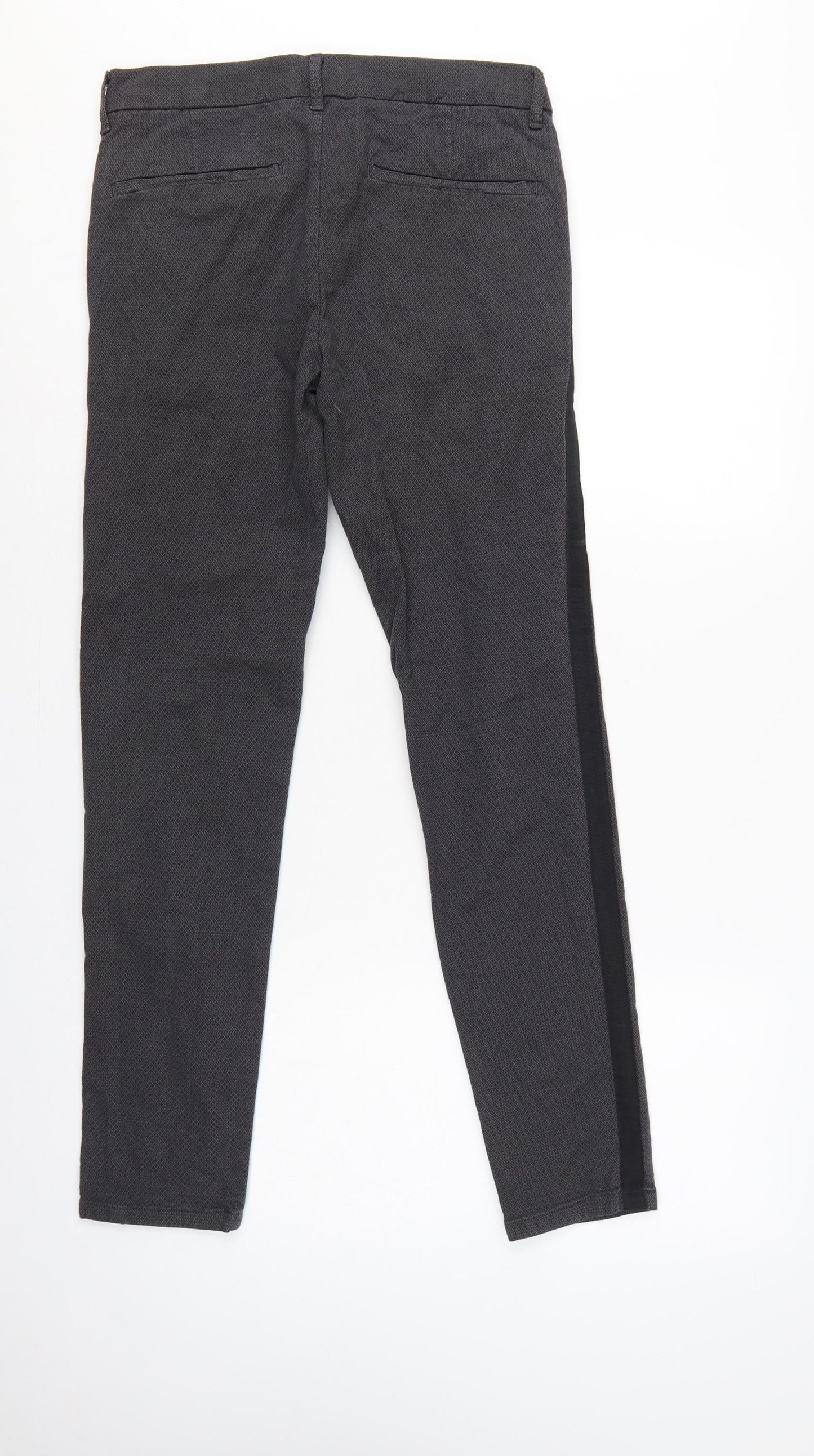 River Island Men’s Grey 28/32 Slim Tapered Side Stripe Trousers