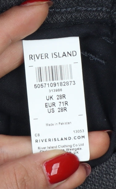 River Island Men’s Grey 28/32 Slim Tapered Side Stripe Trousers