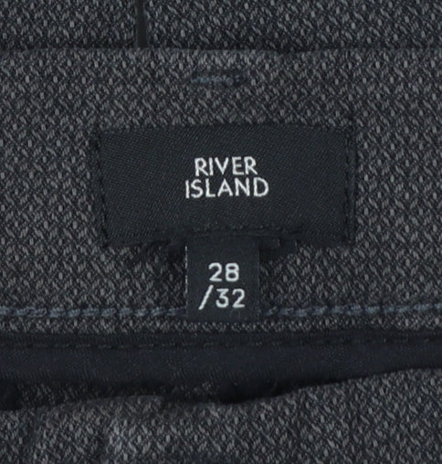 River Island Men’s Grey 28/32 Slim Tapered Side Stripe Trousers