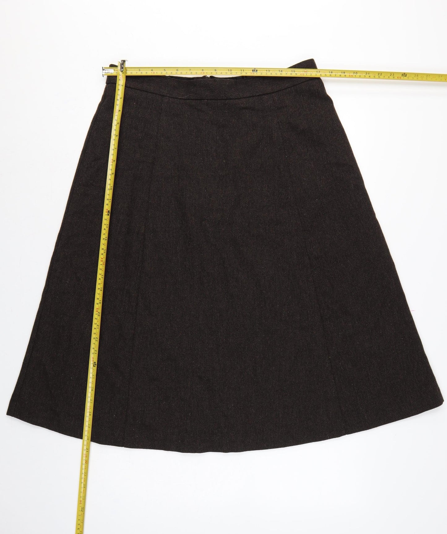 Marks & Spencer Women Brown UK 16 Long A-Line Wool Blend Skirt