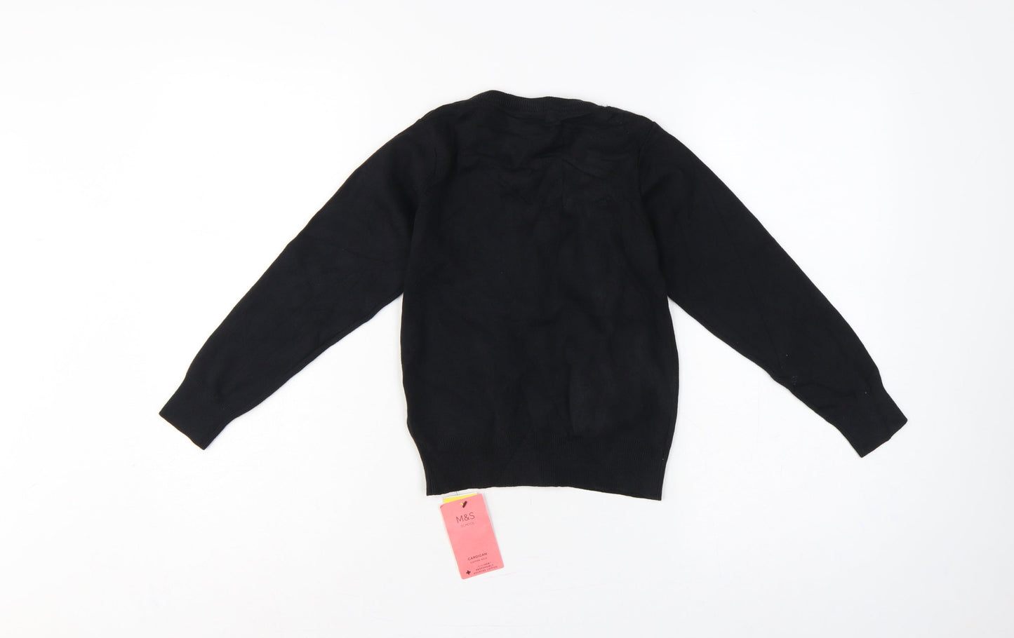 Marks & Spencer Girls Black 6-7 Years V-Neck Knit School Cardigan NWT