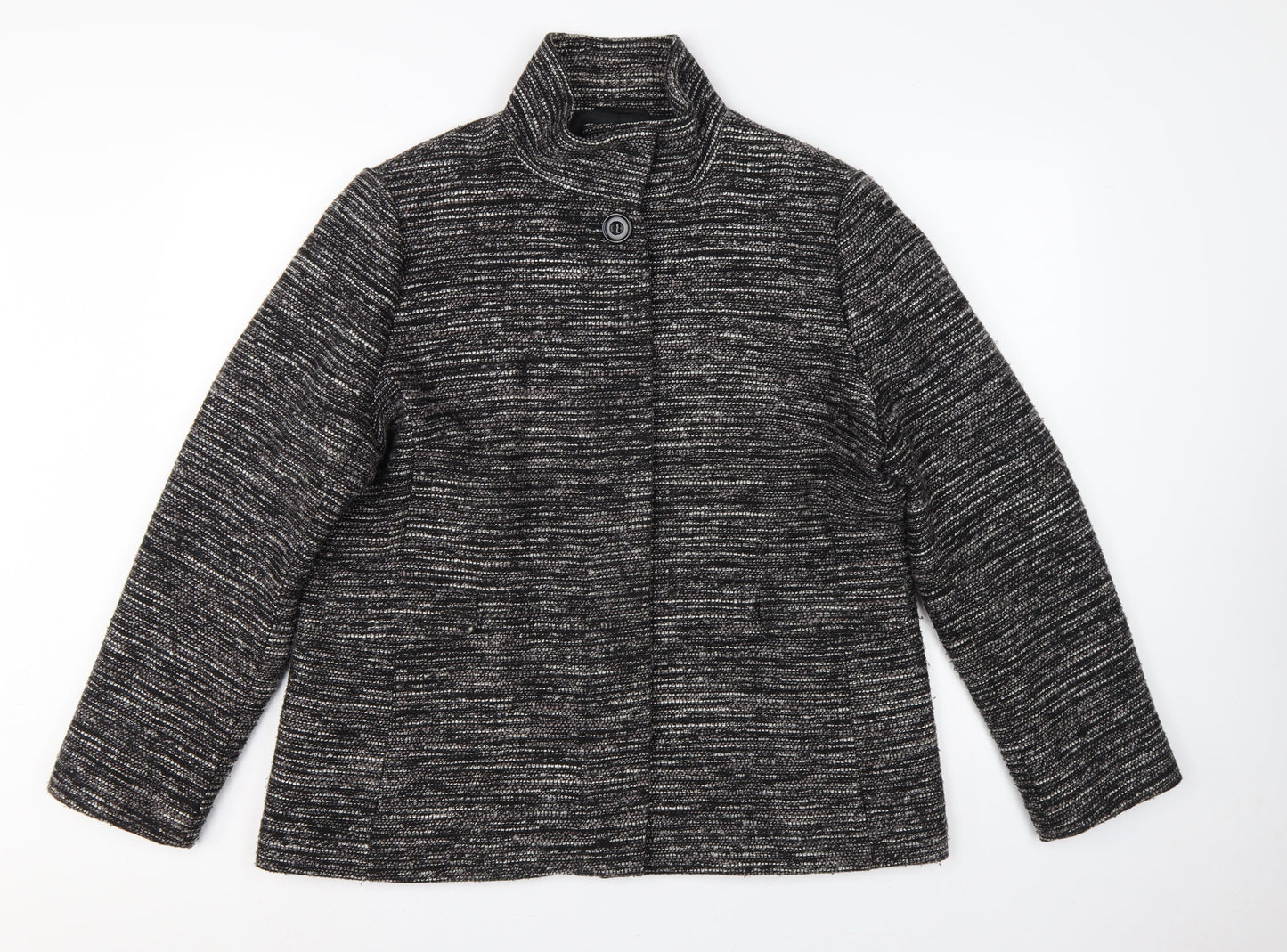 John Lewis Women’s Black Grey Tweed Jacket Size 18 Collared