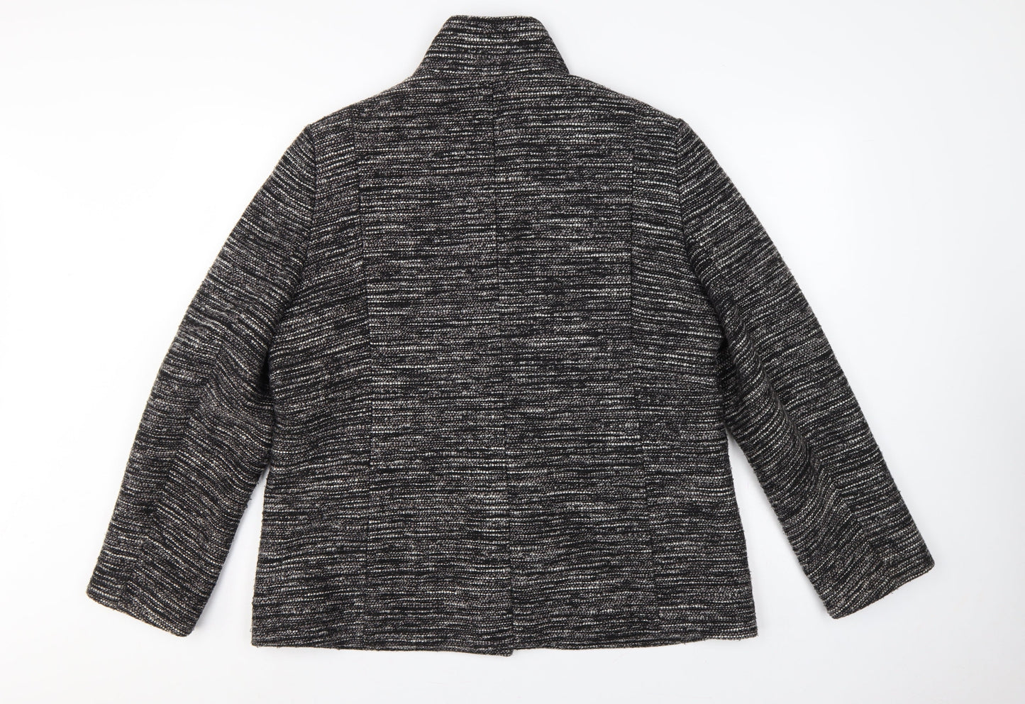 John Lewis Women’s Black Grey Tweed Jacket Size 18 Collared