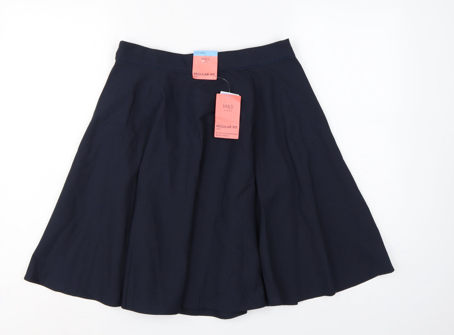 Marks & Spencer Girls Navy 15-16 Years Regular Fit Pleated School Skirt