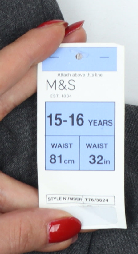 Marks & Spencer Boys Grey School Uniform Trousers 15-16 Years 32in Waist