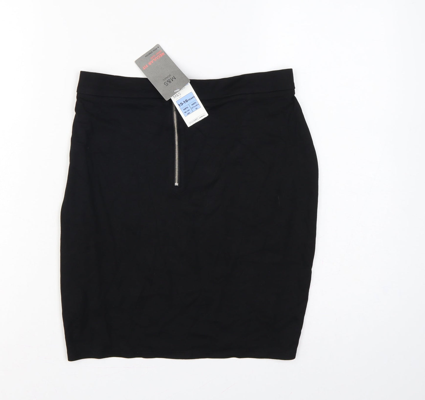 Marks & Spencer Girls Black 15-16 Years Regular Fit School Stretch Skirt