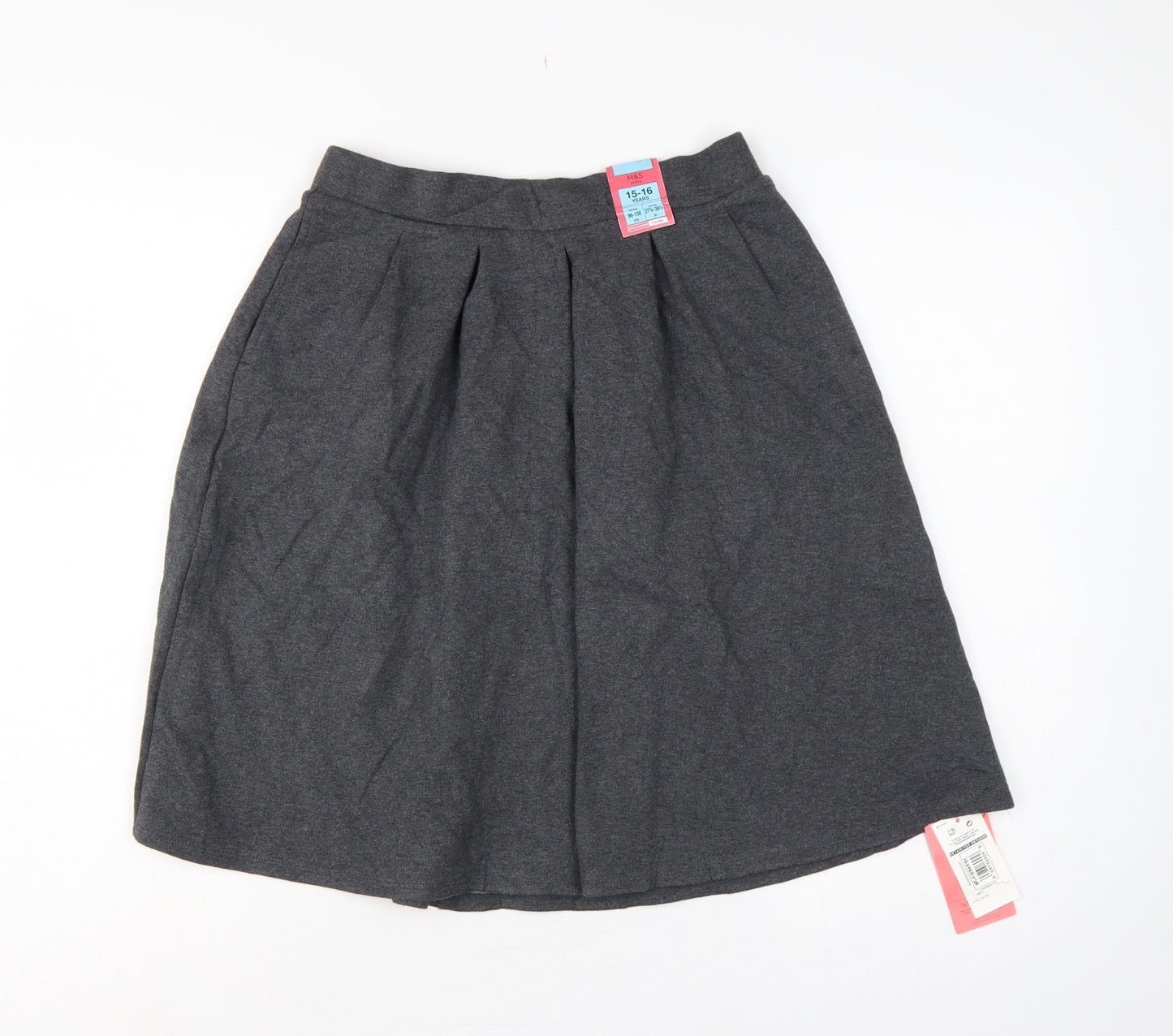 Marks & Spencer Girls Grey Pleated School Uniform Skirt 15-16 Years NWT