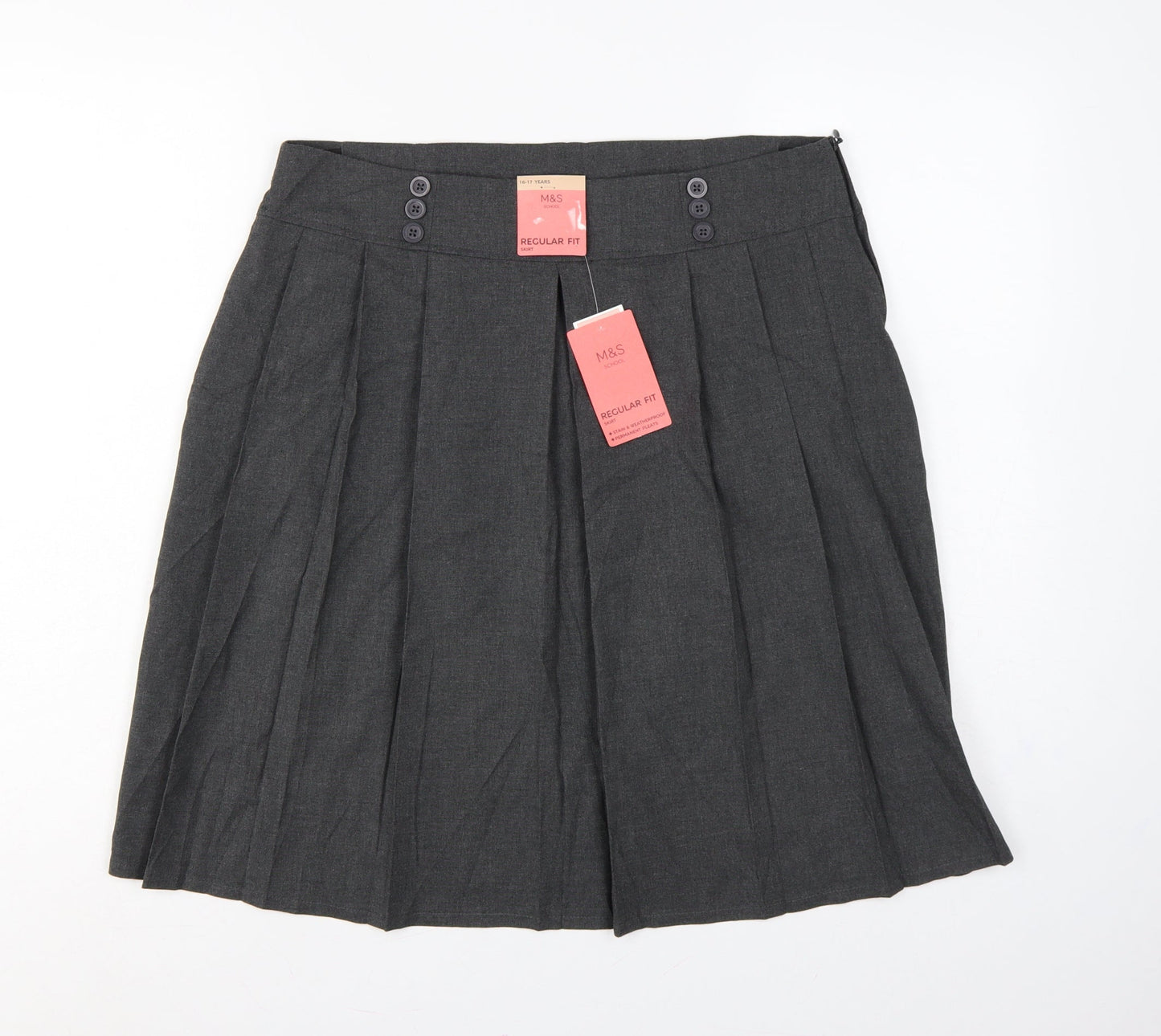 Marks and Spencer Girls Grey 16 Years Pleated Regular Fit School Skirt NWT