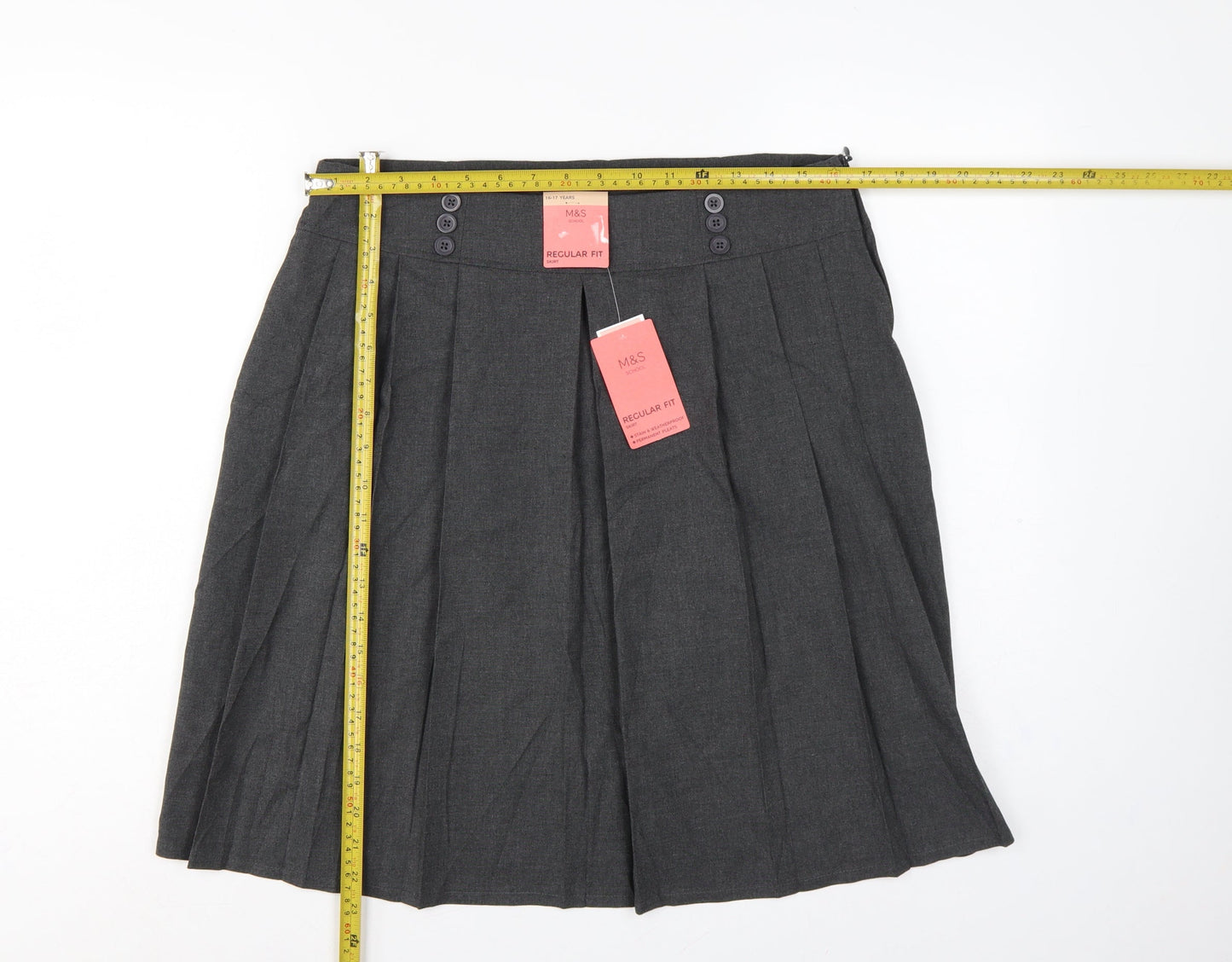 Marks and Spencer Girls Grey 16 Years Pleated Regular Fit School Skirt NWT