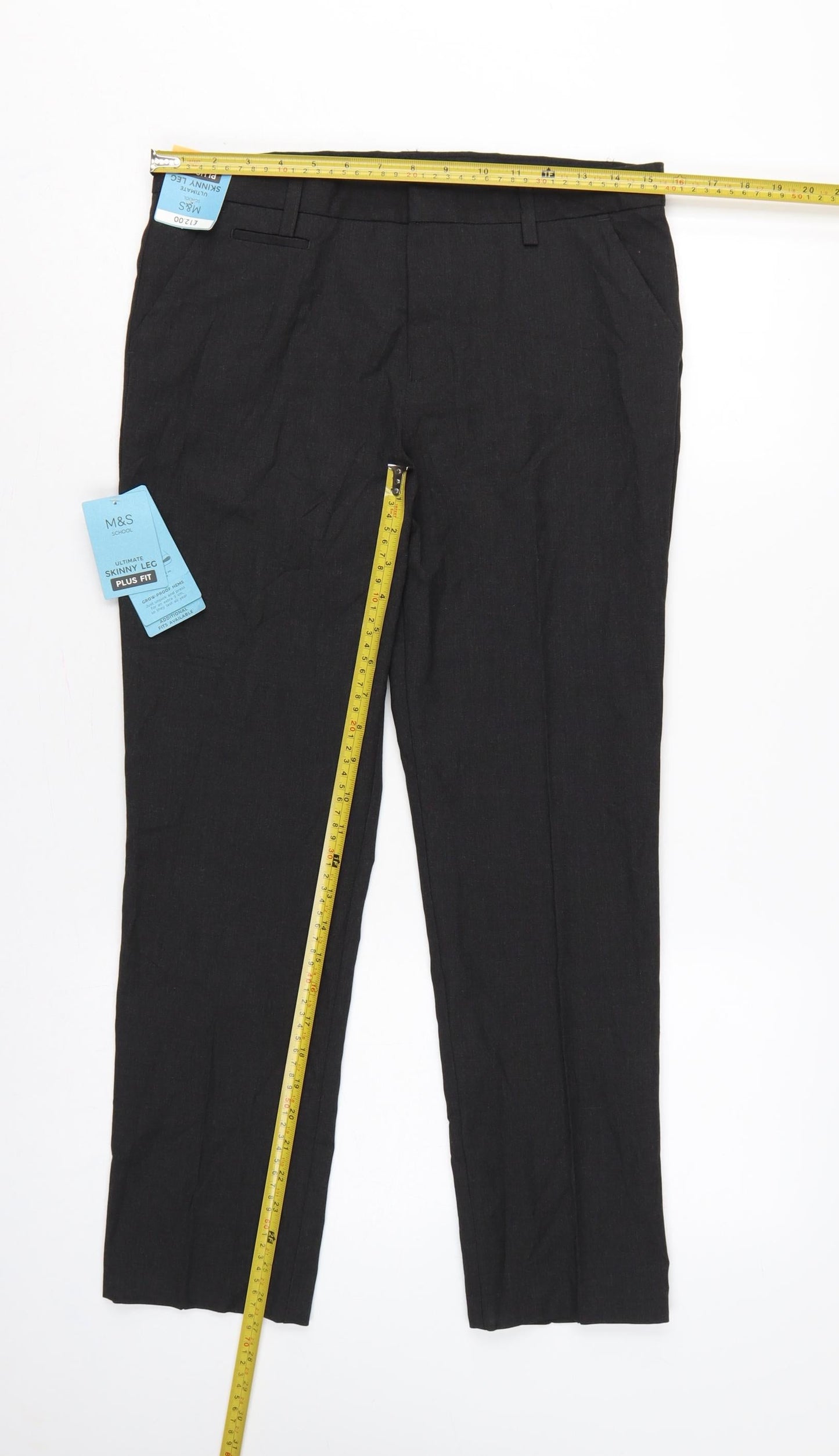 Marks and Spencer Boys Black 11-12 Years Plus Fit Skinny School Trousers