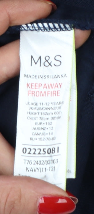 Marks and Spencer Boys Blue 11-12 Years Regular Fit School Sweatshirt