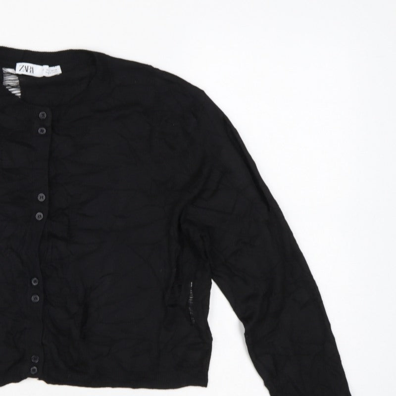 Zara Women’s Black Size 8 Cable Knit Button Cardigan Long Sleeve
