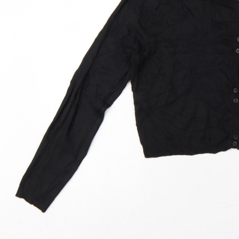 Zara Women’s Black Size 8 Cable Knit Button Cardigan Long Sleeve