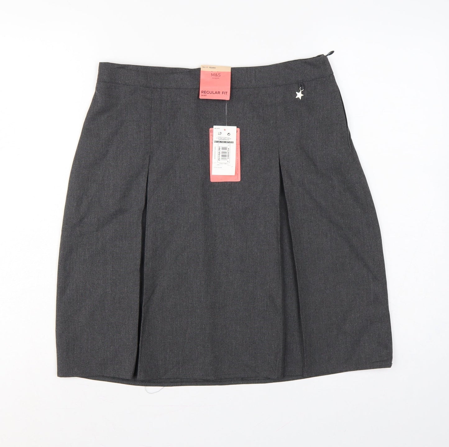 Marks and Spencer Girls Grey School Skirt 16-17 Years Regular Fit Pleated