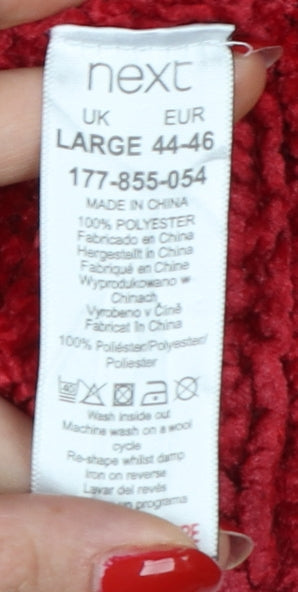 Next Women Red L Chenille Knit Raglan Crew Neck Pullover Jumper