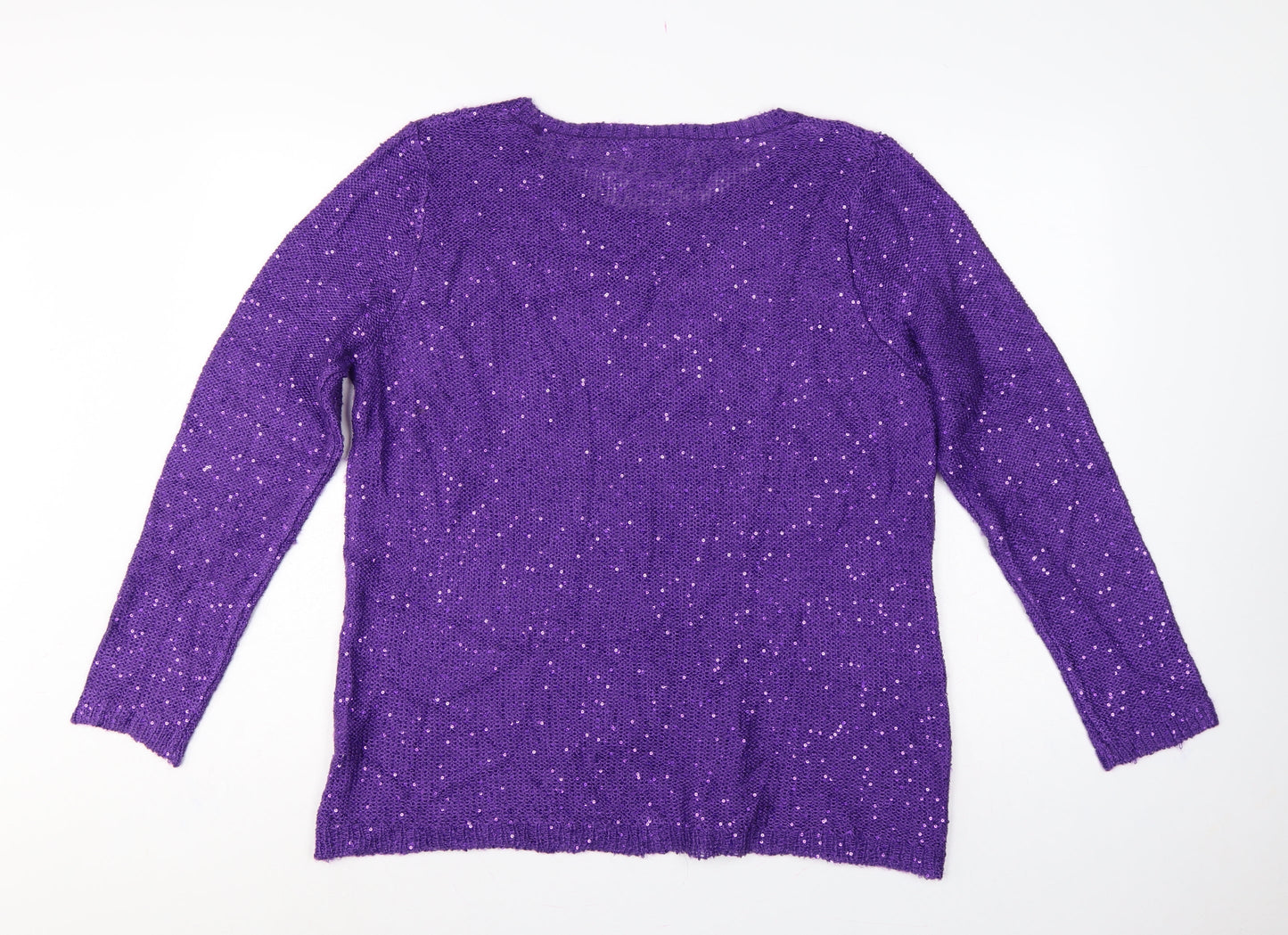 Michelle Hope Women’s Purple Sequin Knit Pullover Jumper UK 18/20