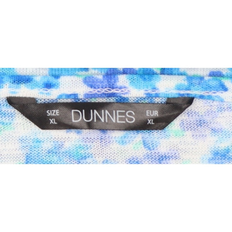 Dunnes Women Blue Floral XL Sleeveless V-Neck Button Tank Top